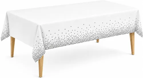 Vista 63 de Party Dimensions Mantel de plástico negro, paquete de 12 manteles rectangulares desechables de 54 x 108 pulgadas para mesas de 6 a 8 pies