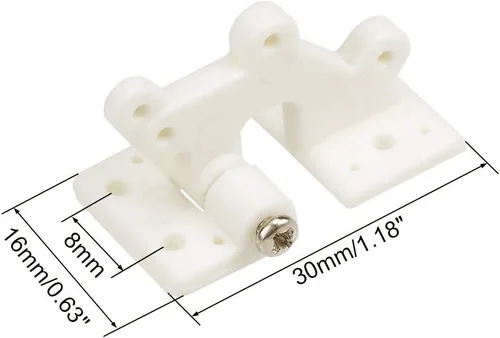 Vista 2 de uxcell Bisagras RC Bisagra de escotilla ajustable L30 x W16 mm, para RC Modelo Avión Piezas Blancas 10pcs