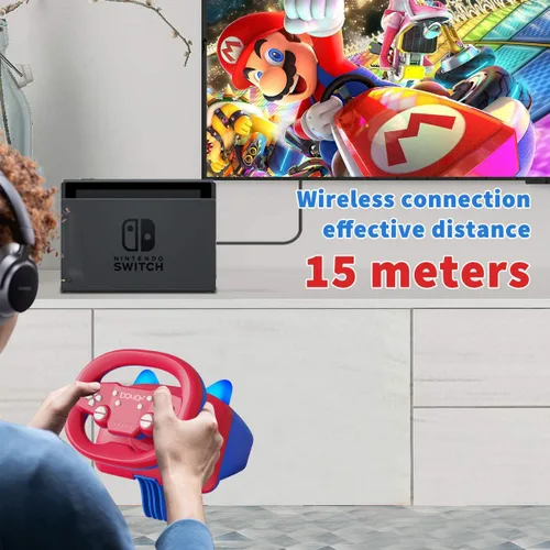 Vista 7 de NBCP Gaming Racing Wheel,Wireless Steering Wheel for Multi-Platform Game Nintendo Switch, PC, PS4PS3, iOS, Android Race
