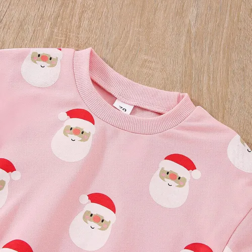 Vista 4 de Gueuusu Conjunto de sudadera de Papá Noel de manga larga para bebés, niñas y niños, ropa de otoño e invierno
