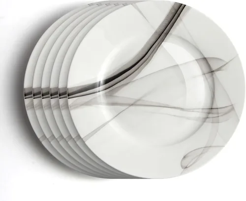 Vista 2 de IQCWOOD Platos de cena de porcelana blanca, juego de 6, 16.5 cm, platos de cena de porcelana, juego de platos blancos, platos blancos de cerámica