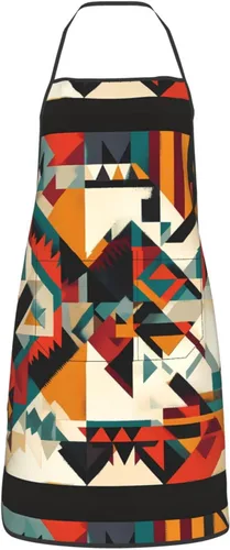 Vista 2 de Symmetrical pattern Printed kitchen apron for housework supermarket hotel barbecue apron 28.3 * 20.4 inches