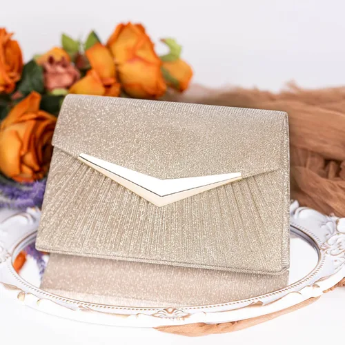 Vista 3 de Larcenciel Bolsos de noche para mujer, bolso de noche plisado brillante, elegante embrague de lentejuelas para boda, fiesta de cóctel formal