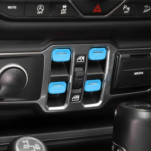 Vista 7 de Cherocar 4 piezas de cubierta de botón de interruptor de ventana Accesorios interiores para Jeep Wrangler JL JLU y Gladiator JT 2018-2026