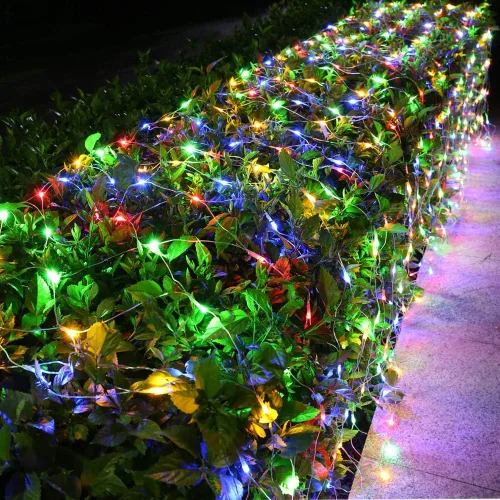 Vista 10 de Joomer - Red de luces de Navidad de 12 x 5 pies, 360 luces LED, enchufe de malla, impermeables con 8 modos, temporizador, conectables para arbustos