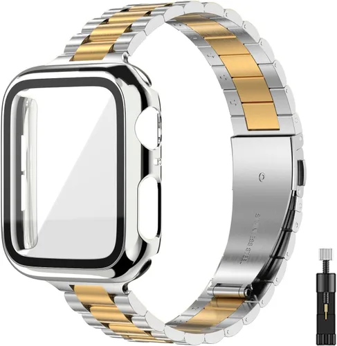 Vista 9 de Correa para Apple Watch de 1.496 pulgadas, 1.575 pulgadas, 1.614 pulgadas, 1.654 pulgadas, 1.732 pulgadas, 1.772 pulgadas, con cubierta facial