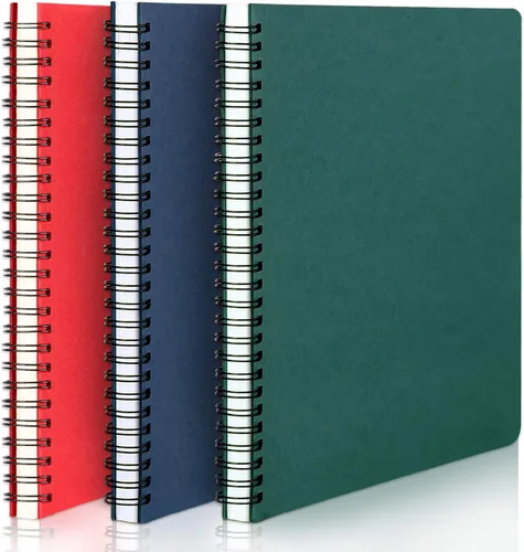 Vista 13 de EUSOAR Cuaderno con rayas en espiral, tamaño A5, paquete de 3 unidades, 5.5 x 8.3 pulgadas, 120 páginas, cuadernos de escritura de viaje, cuaderno