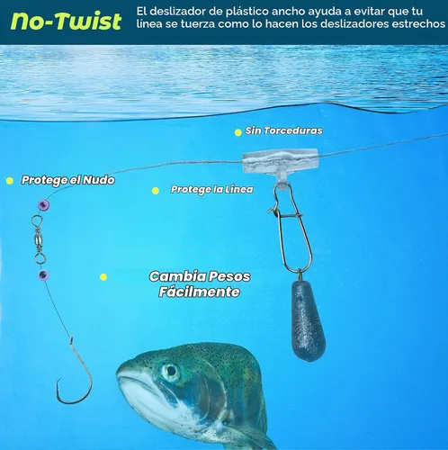 Vista 2 de Sinker Slide para pesca, clips de línea de pescado de acero inoxidable con broches de bloqueo Do, adecuados para señuelos plomos, flotadores, tiro