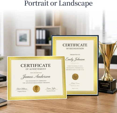 Vista 6 de Goefun Papel de certificado de borde dorado 8.5x11, 50 y 100 hojas, marfil