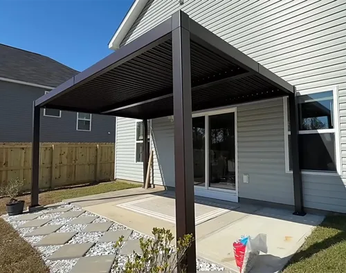 Vista 14 de PURPLE LEAF - Pérgola con listones de 10 x 12 pies para exterior, toldo ajustable moderno de aluminio para patio con techo retráctil para terraza