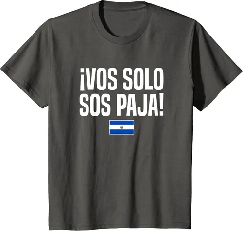 Vista 45 de Camiseta Vos Solo Sos Paja Salvadoran Slang Bandera de El Salvador, Negro