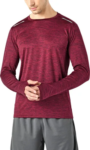 Vista 3 de Paquete de 3 camisetas de manga larga para hombre ajuste seco casual senderismo rendimiento atléticas activas con agujeros para el pulgar