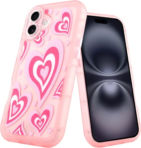 Vista 7 de AIGOMARA Funda para iPhone 16 Pro Max con bonito patrón de corazón, ajuste delgado, suave, flexible, a prueba de golpes, TPU para mujeres y niñas