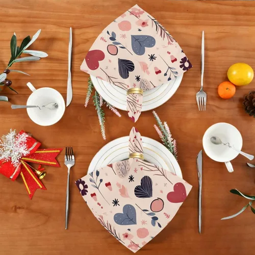 Vista 6 de Burbuja Juego de 6 servilletas de tela de corazón de San Valentín, 20 x 20 pulgadas, lavables, decorativas, para cenas familiares, bodas, fiestas