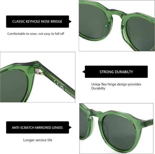 Vista 21 de ZENOTTIC Gafas de sol polarizadas redondas vintage para hombres y mujeres con protección UV400