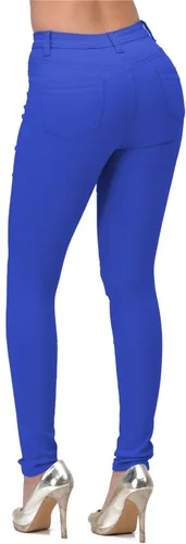Vista 3 de LOVER BRAND FASHION Pantalones de mezclilla desgastados rasgados de color de talle alto para mujer