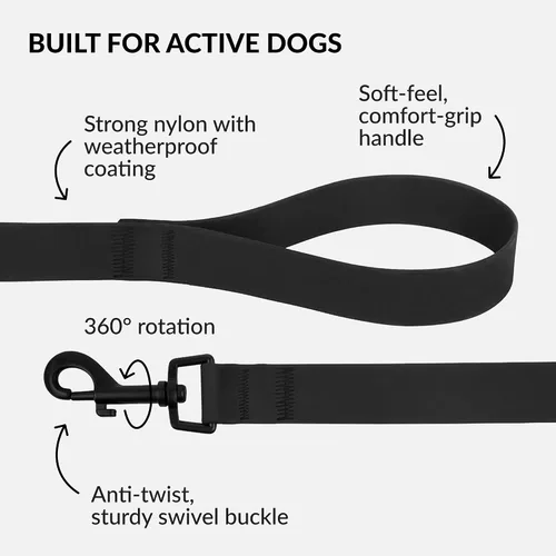 Vista 2 de CollarDirect Correa impermeable para perro, pequeña, mediana grande, duradera, para caminar, entrenamiento, correr, rosa, negro, azul, naranja