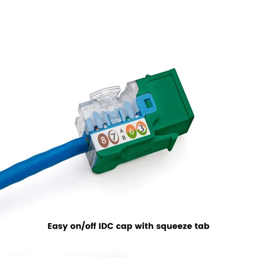 Vista 91 de TRUE CABLE Conector Keystone Cat5e, sin blindaje (UTP), perforado de 90 grados, PoE++ (4PPoE) 100W, certificación UL, verificado ETL, certificado
