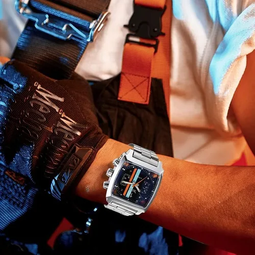 Vista 6 de MASTOP Reloj de pulsera mecánico de moda para hombre, correa de acero inoxidable, diseño único, automático, viento automático, Mecánico