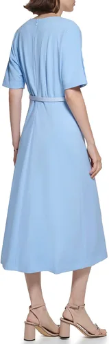 Vista 4 de Calvin Klein Vestido recto midi con cinturón para mujer