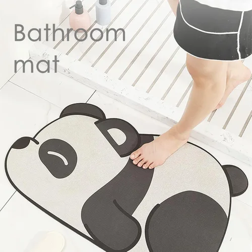 Vista 2 de Tapete de baño súper absorbente, tapete de entrada antideslizante con dibujos animados, cojín de secado rápido para suelo de baño y ducha