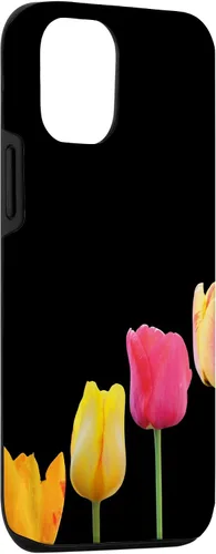 Vista 3 de iPhone 14 Mis tulipanes, flores, negro - Carcasa Soft Life Living