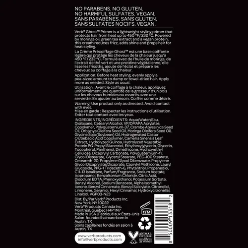 Vista 10 de VERB Ghost Primer protector de calor - Infundido con aceite de morgina - Crema de peinado de calor para control de encrespamiento - Vegano, sin