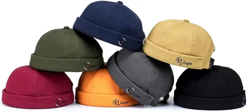 Vista 6 de Croogo Gorra sin alas, diseño único de Docker para reloj, con puño enrollado, gorra ajustable para el propietario, marinero, sin ala