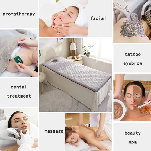 Vista 7 de Cojín de espuma viscoelástica para cama cuadrada, redonda, trapezoidal, para cama de spa, almohadilla de felpa para mesa de masaje, con orificio