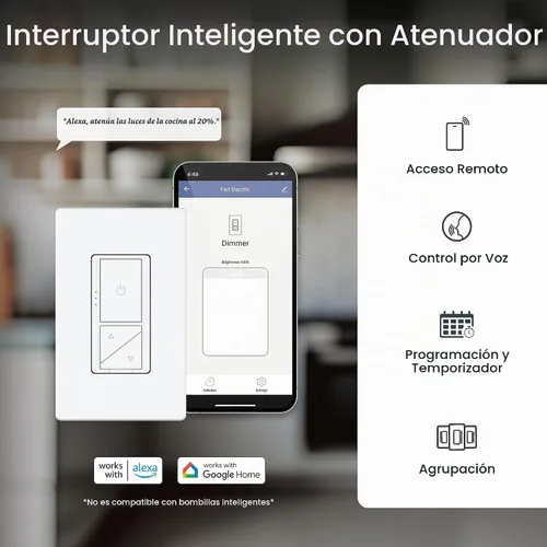 Vista 4 de Feit Electric - Interruptor de luz inteligente WiFi regulable con control remoto, unipolar/3 vías/4 vías, control de voz con Alexa y Google Asst