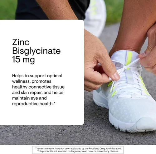 Vista 3 de THORNE - Bisglicinato de zinc 15 mg - Apoyo diario para la salud de la piel, los ojos y el sistema inmunológico* - Suplemento de zinc quelado - 60