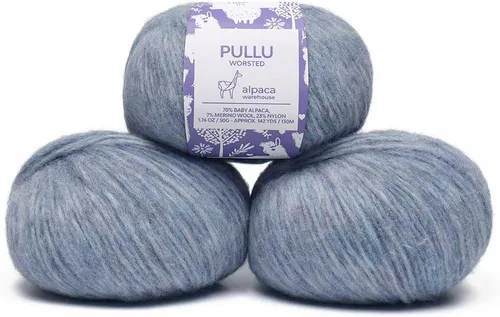 Vista 14 de Pullu - Juego de 3 madejas de hilo de lana de alpaca bebé y merino (150 gramos) de peso worsted - Procedencia directa de Perú - Celestialmente suave