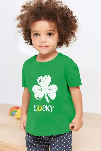 Vista 2 de Camisetas de trébol irlandés de manga corta para niños de 2 a 8 años