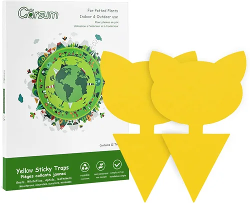 Vista 18 de Garsum Trampa para Moscas de la Fruta Amarilla Pegajosa 18 piezas Matamoscas de Hongos para Plantas de Interior y Exterior Atrapador de Insectos
