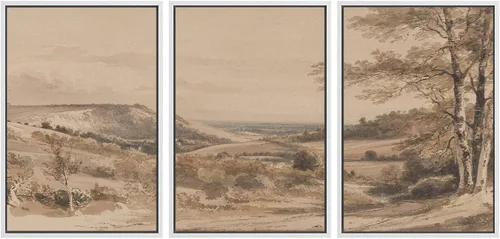 Vista 108 de SIGNWIN Lienzo enmarcado para pared, juego de arte abstracto de serenidad costera, ilustraciones abstractas junto al mar, arte moderno, decorativo