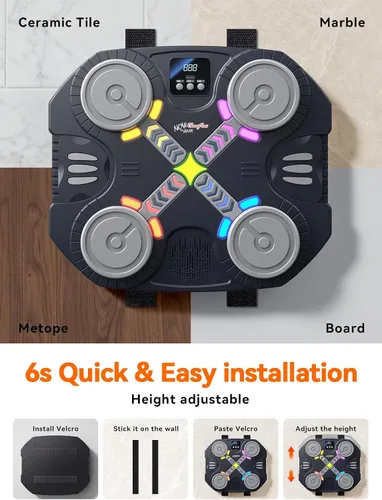 Vista 7 de Music Boxing Machine for Kids-Interactive Wall Mounted Punching Target with Sound & Lights,Smart Boxing Trainer Machine Fitness Game Gymnastics