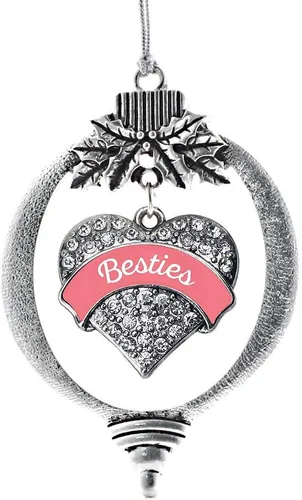 Vista 9 de Inspired Silver Adornos festivos de dije de corazón pave de plata con circonitas cúbicas