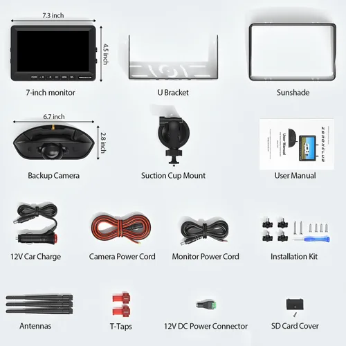 Vista 8 de ZEROXCLUB 1080P 7" Sistema de cámara de respaldo inalámbrica para RV, compatible con Furrion pre-cableado para RV, camión, remolque, monitor DVR