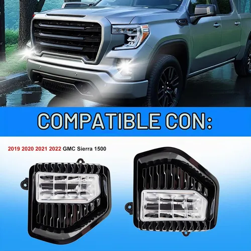 Vista 6 de Luces antiniebla LED para parachoques delantero, para GMC Sierra 1500 2019-2022, lámparas de conducción con interruptor y arnés de cableado, par