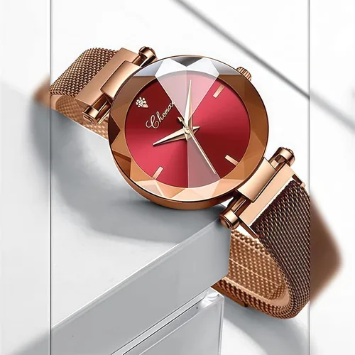 Vista 3 de MASTOP Reloj de pulsera de pulsera de acero inoxidable con correa magnética de cara de cristal para mujer