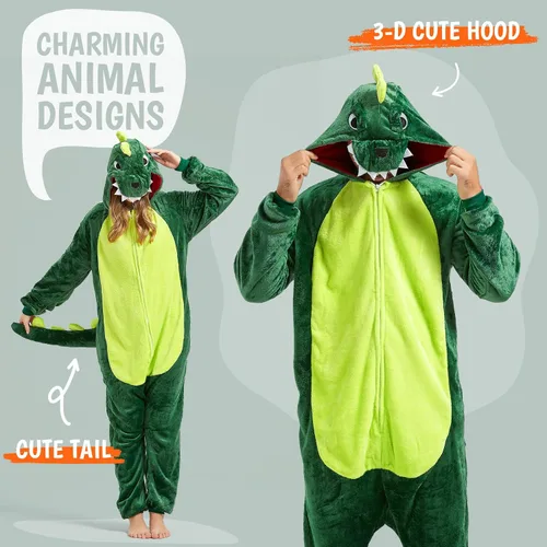 Vista 3 de SISKIN Pijama de animal para adultos, disfraces de Halloween para mujeres, hombres, parejas, pijamas de Halloween, cosplay, mameluco de animales
