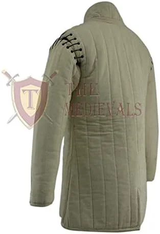 Vista 3 de Medieval Gambeson Abrigo acolchado grueso Aketon Jacket Armor - Tejidos de algodón blanco roto