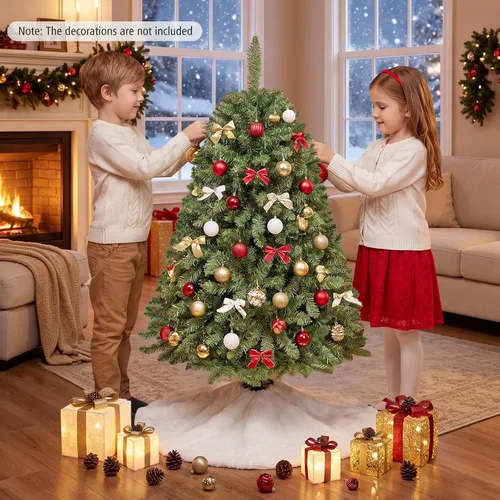 Vista 2 de HAPPYGRILL Árbol de Navidad artificial de 4 pies, árbol de Navidad sin Verde