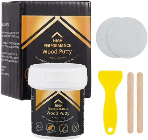 Vista 11 de Deuvuo Relleno de madera, relleno de masilla de madera blanco, nuestro relleno de grano de madera ofrece una solución rápida y duradera para 9.87oz