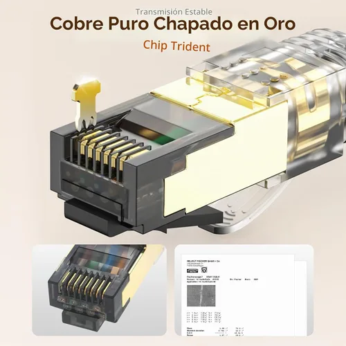 Vista 6 de Cable Ethernet Cat 8 de 3 pies, 40 Gbps 2000 MHz blindado (S/FTP), cobre desnudo 23 AWG, cable de conexión ultra flexible para automatización