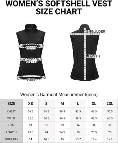 Vista 6 de Outdoor Ventures Chaleco ligero de Softshell para mujer, resistente al viento, con forro polar y cremallera, sin mangas, para correr, senderismo