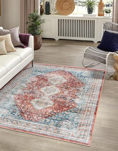 Vista 11 de Unique Loom Newport Collection - Alfombra de área - Rosecliff (Runner 2' 0" x 3' 11", Multi/Azul)