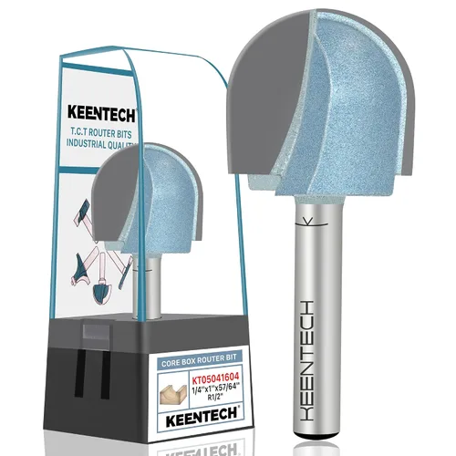Vista 9 de KEENTECH Broca para enrutador de caja de núcleo, vástago de 1/2 pulgada para carpintería, punta de carburo de grado industrial, 1 pulgada