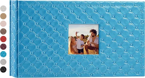 Vista 41 de Mublalbum Álbum de fotos pequeño de 4 x 6 pulgadas, 100 fotos, cubierta de cuero, libro de fotos con bolsillos horizontales para bebé, boda, Negro