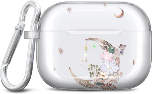 Vista 13 de Funda para Airpods Pro de 2ª generación, diseño de mármol con purpurina dorada, piel protectora de TPU para mujeres y niñas con llavero compatible